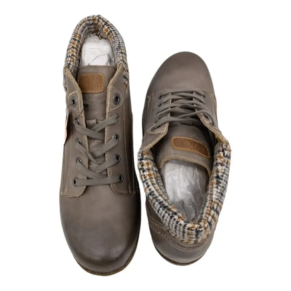 BIZA Hailey Leather Lace Up Hiking Ankle Boots 42 Women's Size 11 Gray Brown